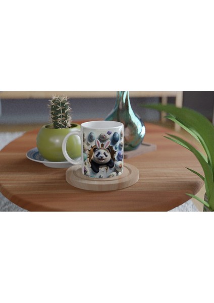Tavşan Kulaklı Çiçek Taçlı Panda Temalı Baskılı Kupa Bardak fırsatları