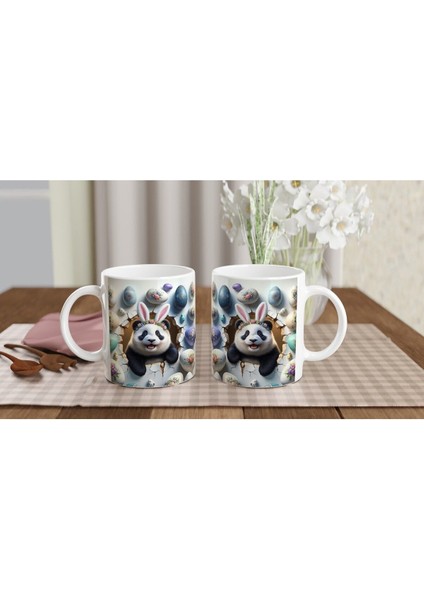 Tavşan Kulaklı Çiçek Taçlı Panda Temalı Baskılı Kupa Bardak indirimleri