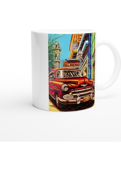 Küba Sokaklarında Kırmızı Klasik Araba Kupa fiyatları