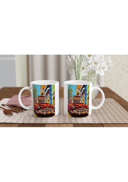 Küba Sokaklarında Kırmızı Klasik Araba Kupa indirimleri