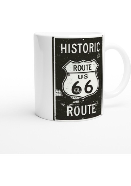Route 66 Kurşun Izli Retro Metal Levha Temalı Kupa Bardak fiyatları