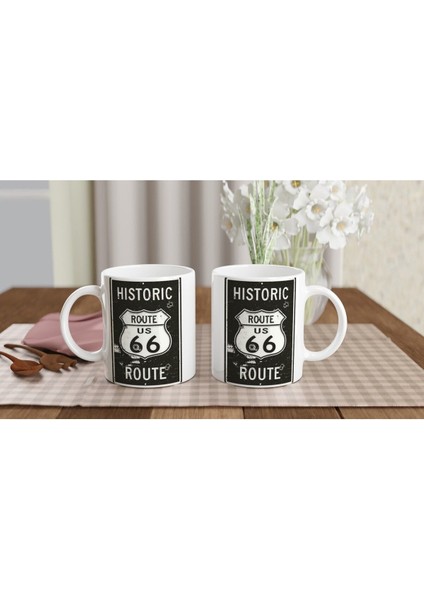 Route 66 Kurşun Izli Retro Metal Levha Temalı Kupa Bardak indirimleri