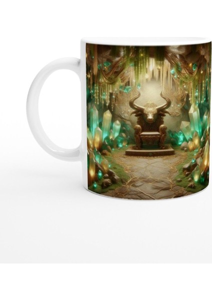 Boğa Burcu Baskılı Kahve Kupası - Büyülü Kristal Mağarası Temalı Vs1