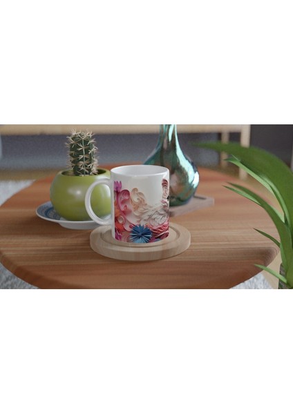 Renkli Çiçekler Arasında Meraklı Kedi Temalı Baskılı Kupa Bardak fırsatları