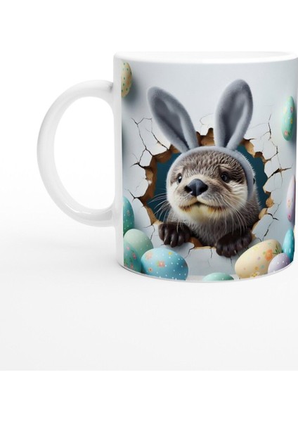 Tavşan Kulaklı Su Samuru Temalı Baskılı Kupa Bardak