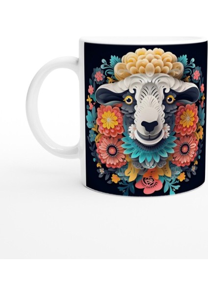 Çiçek Bahçesindeki Şaşkın Koyun Kupa Bardak