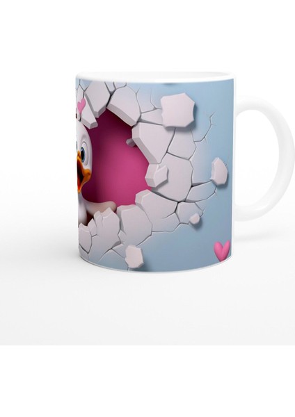 Kalpli Duvarı Delen Sevimli Ördek Temalı Baskılı Kupa Bardak modelleri