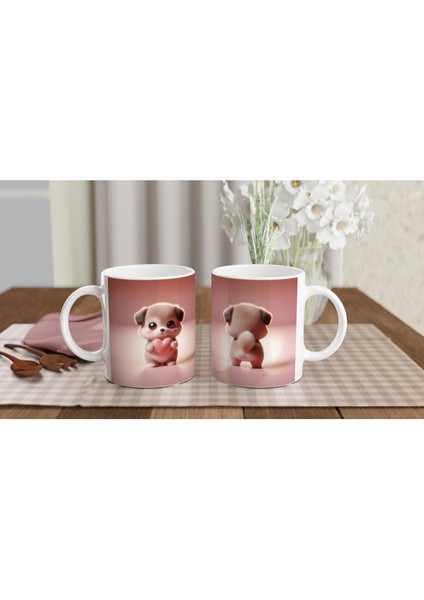 Kalpli Sevimli Köpek Figürlü Baskılı Kupa Bardak indirimleri