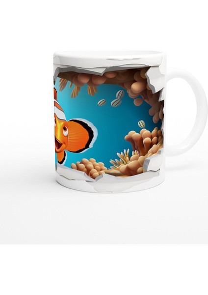 Kırık Duvarın Ardında Gülümseyen Palyaço Balığı Baskılı Kupa Bardak fiyatları