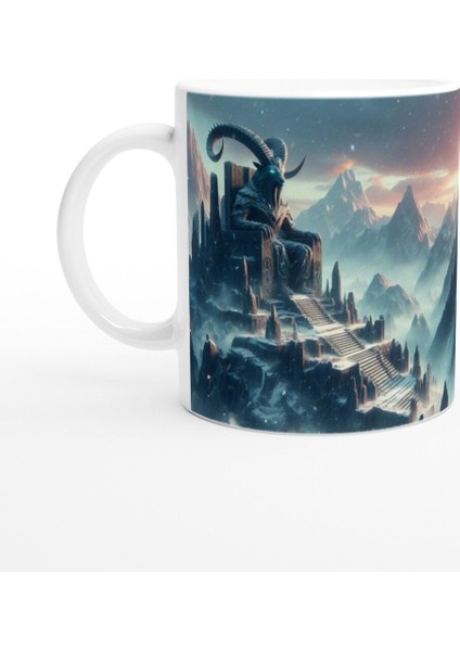 Oğlak Burcu Baskılı Kahve Kupası - Elementsel Doğa Krallığı Temalı Vs1