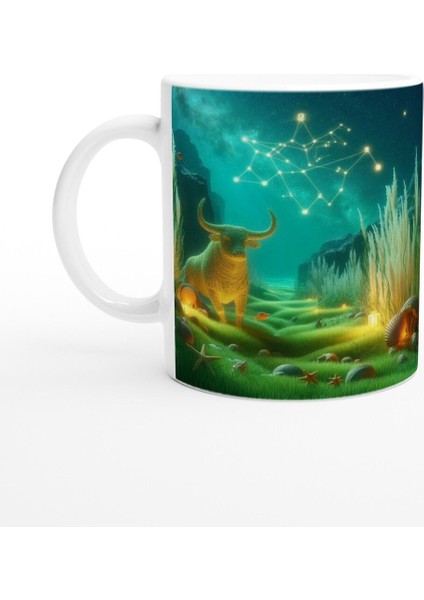 Boğa Burcu Baskılı Kahve Kupası - Astral Denizaltı Dünyası Vs1