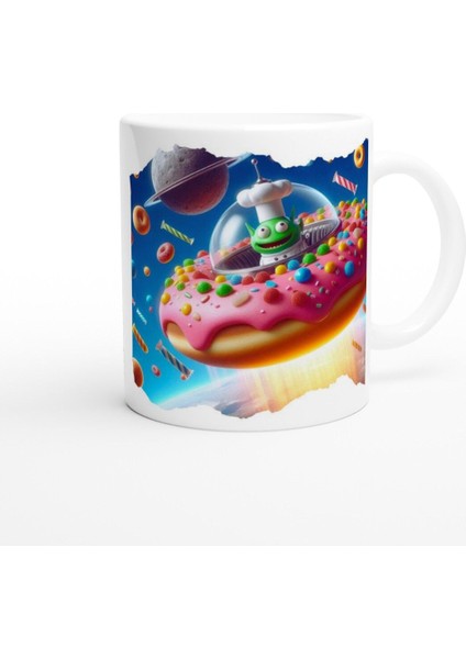 Uzaylı Şefin Donut Macerası Temalı Çocuklara Özel Baskılı Kupa Bardak modelleri