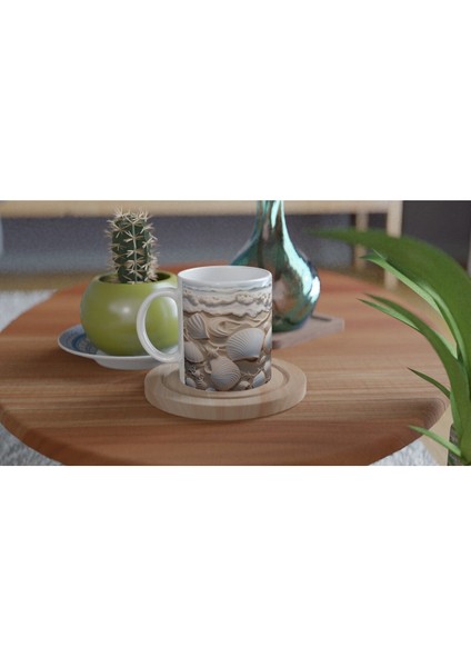 Kumsalda Kabuk ve Deniz Yıldızlarıyla Süslenmiş Su Altı Temalı Kupa Bardak fırsatları