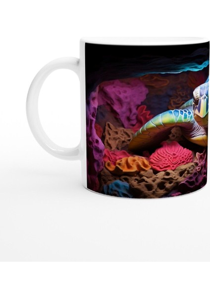 Renkli Mağarada Dinlenen Su Kaplumbağası Kupa Bardak fiyatları