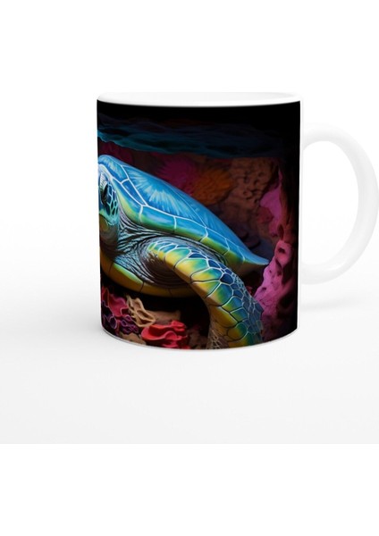 Renkli Mağarada Dinlenen Su Kaplumbağası Kupa Bardak modelleri