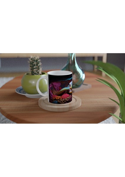 Renkli Mağarada Dinlenen Su Kaplumbağası Kupa Bardak fırsatları