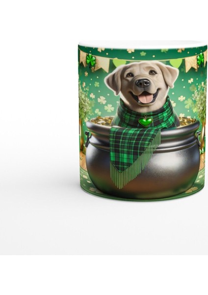 Şans Kazanında Oturan Labrador Temalı Baskılı Kupa Bardak