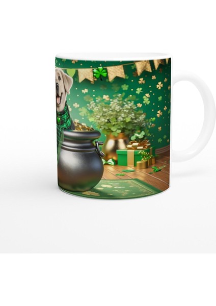 Şans Kazanında Oturan Labrador Temalı Baskılı Kupa Bardak modelleri