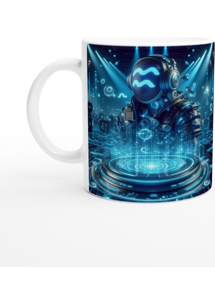 Kova Burcu Baskılı Kahve Kupası - Zodyak Maskeli Balo Vs2