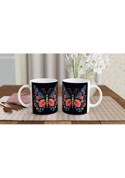 Çiçek Kanatlı Zarif Kelebek Temalı Sanatsal Kupa Bardak indirimleri