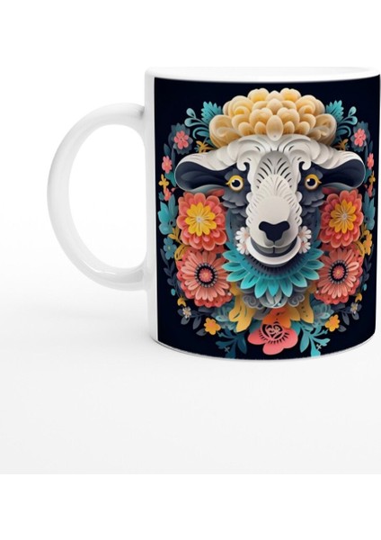 Çiçekli Neşeli Koyun Kupa Bardak