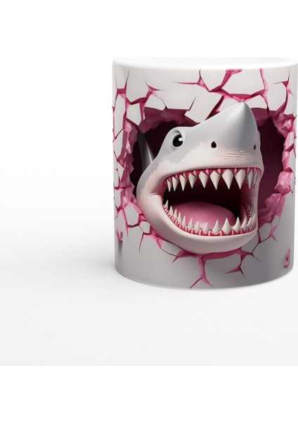Duvarı Yırtan Köpekbalığı Temalı Baskılı Kupa Bardak