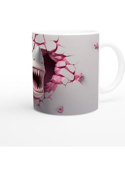 Duvarı Yırtan Köpekbalığı Temalı Baskılı Kupa Bardak modelleri