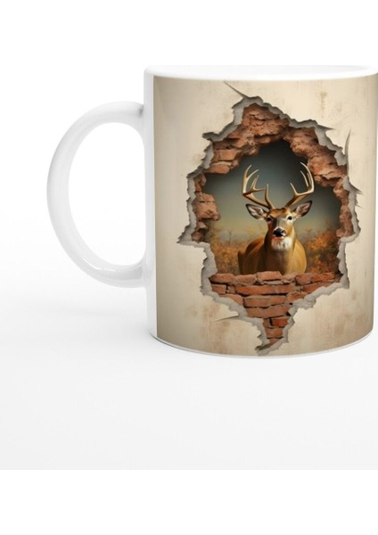 Duvar Kıran Geyik Baskılı Kupa Bardak