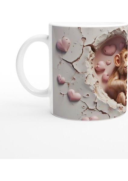 Kalpli Arka Planda Maymun Ailesi Temalı Baskılı Kupa Bardak fiyatları