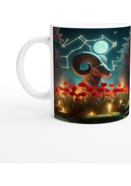 Koç Burcu Baskılı Kahve Kupası - Ay Işığında Zodyak Bahçesi Vs4