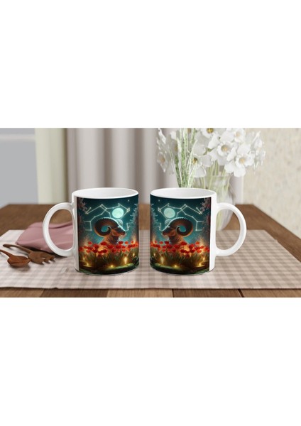 Koç Burcu Baskılı Kahve Kupası - Ay Işığında Zodyak Bahçesi Vs4 indirimleri