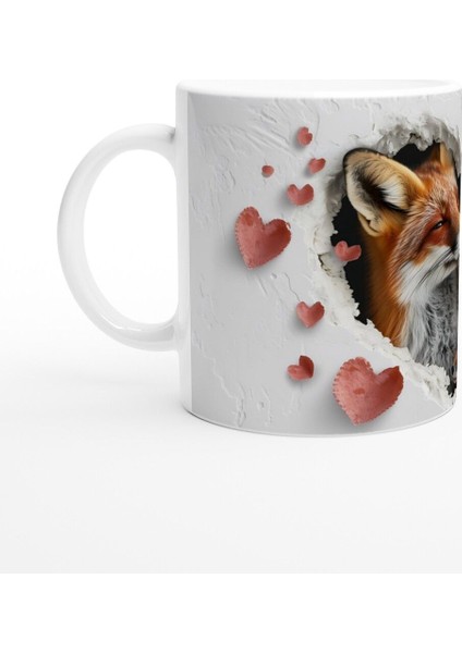 Kalp Içinden Bakan Tilki Ailesi Temalı Baskılı Kupa Bardak fiyatları