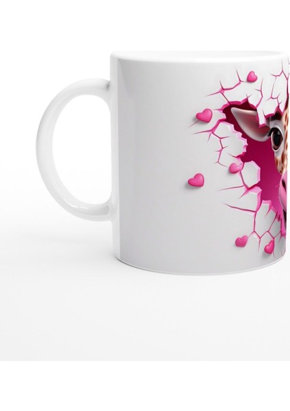 Kalpli Çatlak Duvardan Bakan Zürafa Temalı Baskılı Kupa Bardak fiyatları