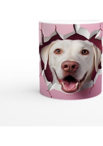 Kırık Duvarın Ardından Bakan Sarı Labrador Temalı Baskılı Kupa Bardak