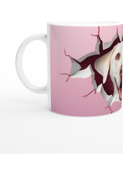 Kırık Duvarın Ardından Bakan Sarı Labrador Temalı Baskılı Kupa Bardak fiyatları