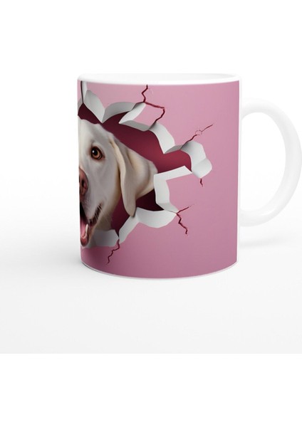 Kırık Duvarın Ardından Bakan Sarı Labrador Temalı Baskılı Kupa Bardak modelleri