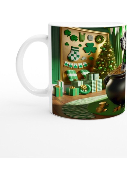 Leprechaun Şapkalı Pofuduk Köpek Temalı Baskılı Kupa Bardak fiyatları