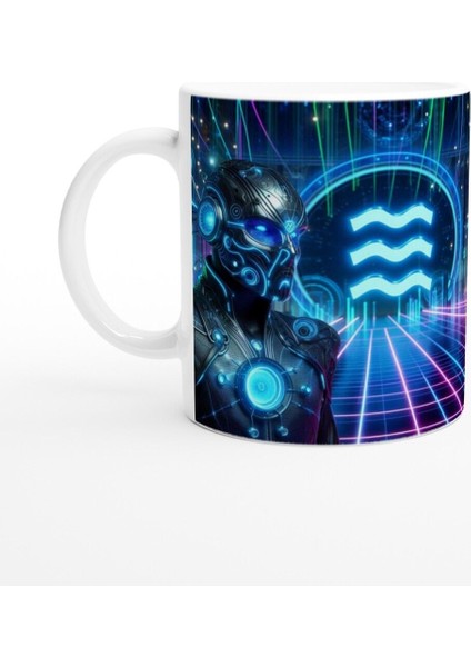 Kova Burcu Baskılı Kahve Kupası - Zodyak Maskeli Balo Vs3