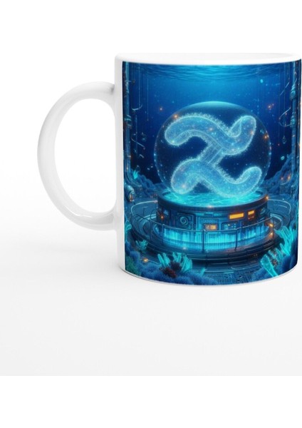 Kova Burcu Baskılı Kahve Kupası - Astral Denizaltı Dünyası Vs2