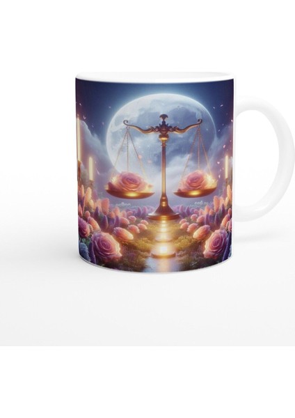Terazi Burcu Baskılı Kahve Kupası - Ay Işığında Zodyak Bahçesi Vs4 modelleri