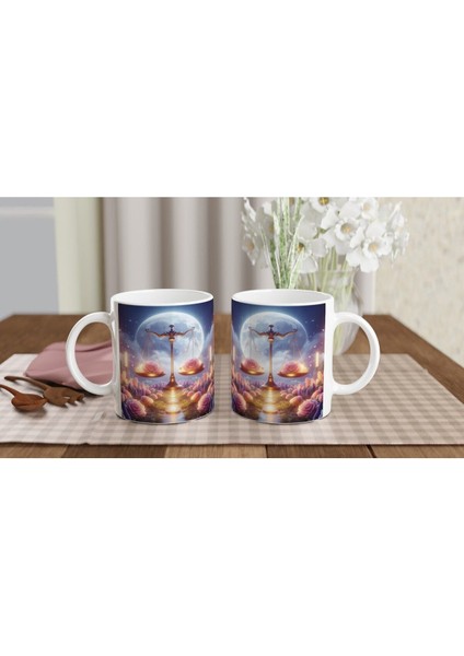Terazi Burcu Baskılı Kahve Kupası - Ay Işığında Zodyak Bahçesi Vs4 indirimleri