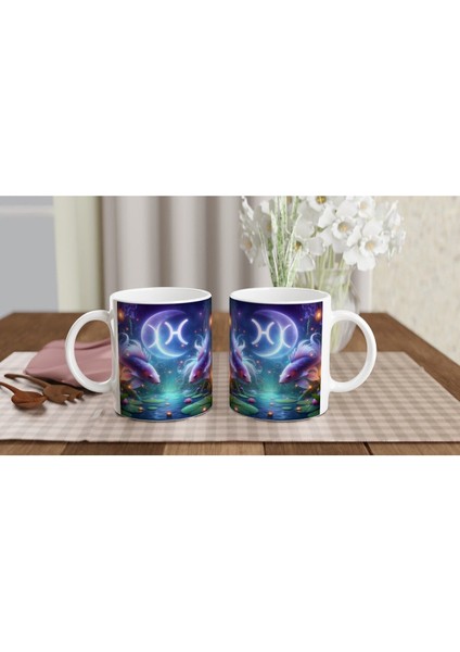 Balık Burcu Baskılı Kahve Kupası - Ay Işığında Zodyak Bahçesi Vs2 indirimleri