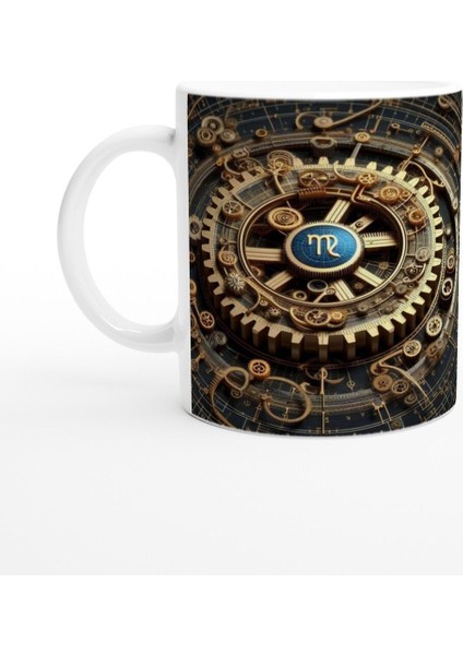 Başak Burcu Baskılı Kahve Kupası - Zamanın Çarkları Astroloji Mekanizması Vs4