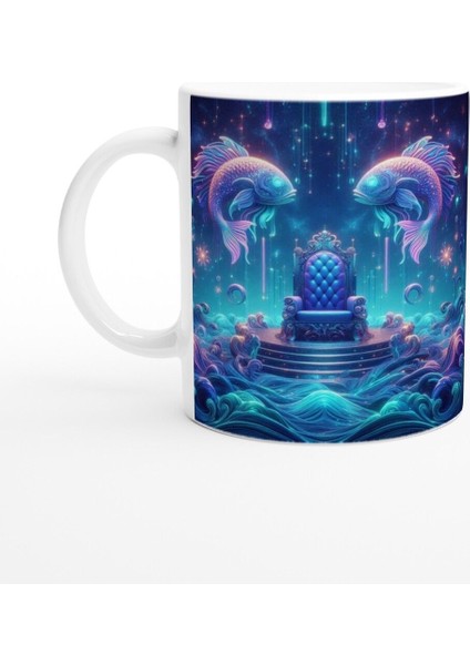 Balık Burcu Baskılı Kahve Kupası - Galaktik Taht Odası Temalı Vs3