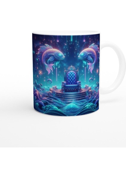 Balık Burcu Baskılı Kahve Kupası - Galaktik Taht Odası Temalı Vs3 modelleri