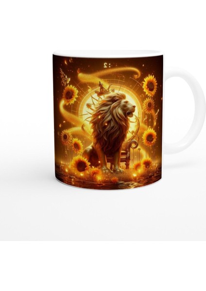 Aslan Burcu Baskılı Kahve Kupası - Elementsel Doğa Krallığı Temalı Vs3 modelleri
