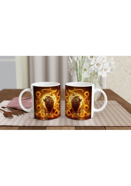 Aslan Burcu Baskılı Kahve Kupası - Elementsel Doğa Krallığı Temalı Vs3 indirimleri
