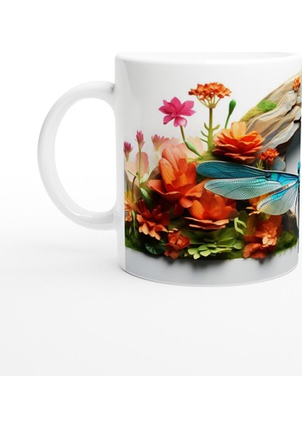 Çiçek Bahçesinde Yüzünü Gösteren Yusufçuk Temalı Baskılı Kupa Bardak fiyatları