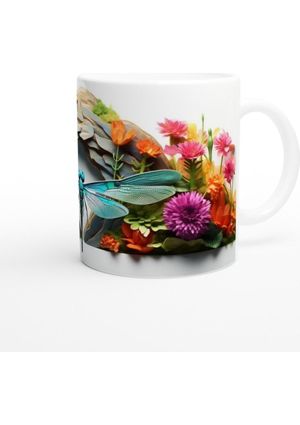 Çiçek Bahçesinde Yüzünü Gösteren Yusufçuk Temalı Baskılı Kupa Bardak modelleri