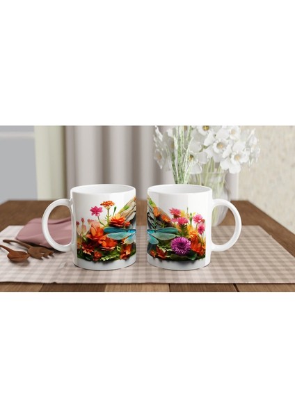 Çiçek Bahçesinde Yüzünü Gösteren Yusufçuk Temalı Baskılı Kupa Bardak indirimleri